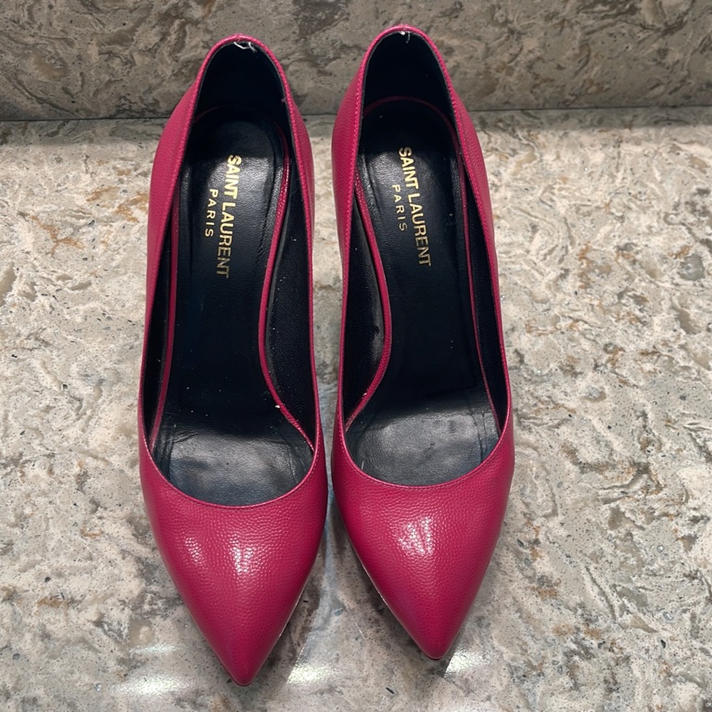 Barbie Pink Saint Laurent Paris Platform Heels, Size 38 - Picture 2 of 12